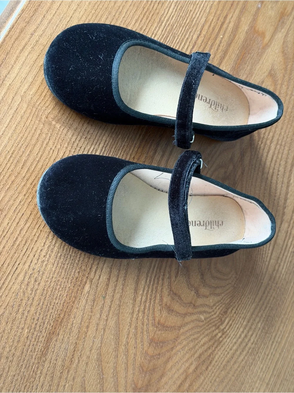 Girls' Black Velvet Mary Jane Dress Shoes with Adjustable Strap